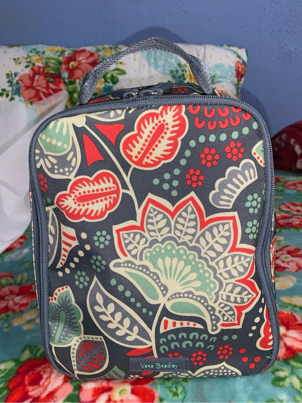 Vera Bradley Gray Nomadic Floral Let’s Do Lunch Bag Tote Insulated